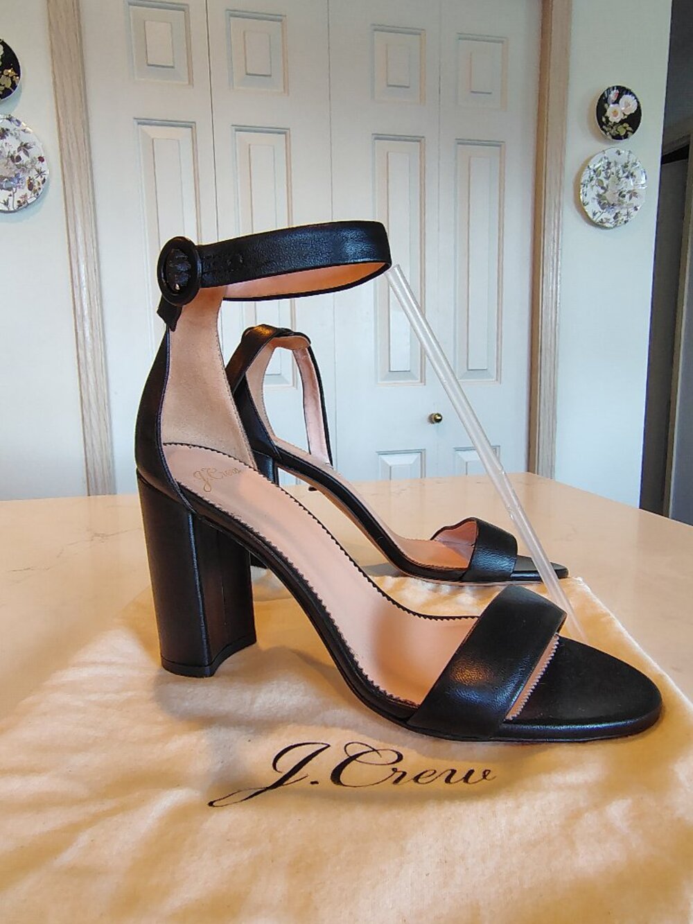 Brand New J. Crew Italian Leather Black Strappy Sandal